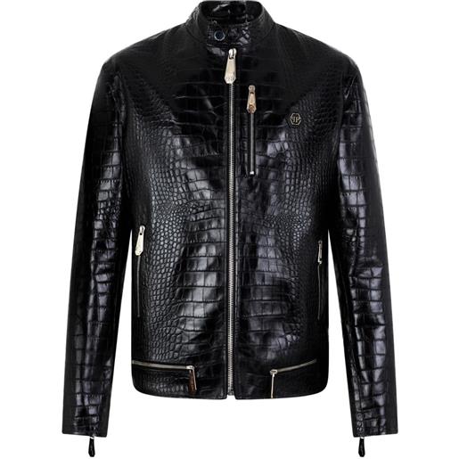 Philipp Plein giacca con stampa coccodrillo - nero