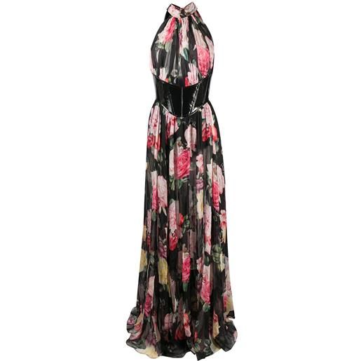 Philipp Plein abito da sera vittoria a fiori - nero