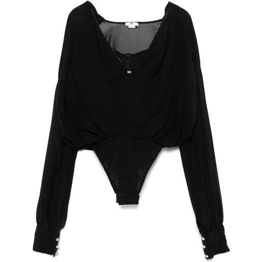 Elisabetta Franchi body in georgette di seta - nero