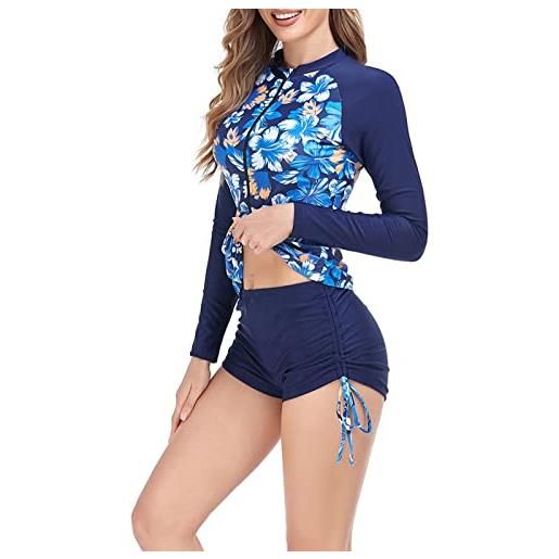 Maeau - Costume da bagno da donna Rash Guard a maniche lunghe in