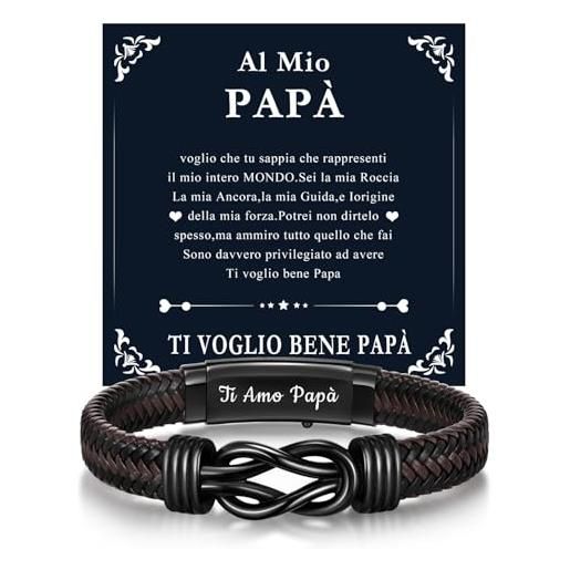 COOLSTEELANDBEYOND Uomo Donna Ancora Marrone Cuoio Intrecciato Braccialetto, Tre File Cuoio Fascia di Polso, Pelle Bracciali Avvolgere