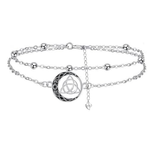 AEONSLOVE Braccialetto Nodo della Strega Argento 925 Bracciali Donna Regolabile Nodi delle Streghe Bracciale Celtico Braccialetti Nodo di Strega Argento 925