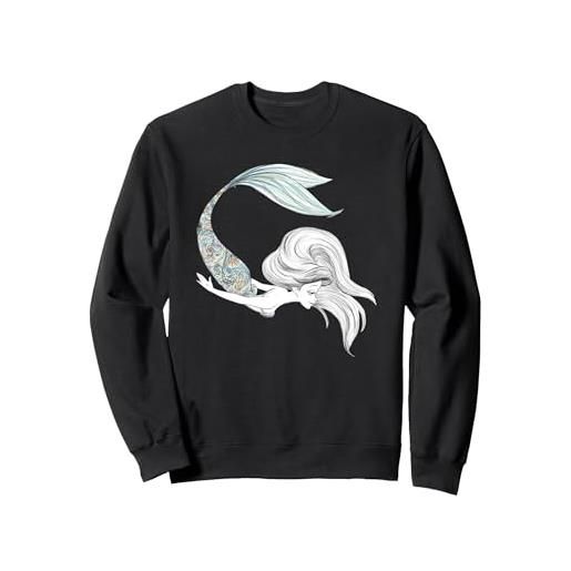 COTTON SOUL disney the little mermaid ariel pearlescent felpa, unisex per adulti, grigio scuro, m