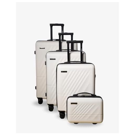 Namira Travel set di valigie rigide in abs con beauty case | 20"-24"-28" + beauty 14" | 8 ruote 360°, trolley con chiusura incassata, maniglia con logo, fodera 210d | leggere e resistenti (bianco)