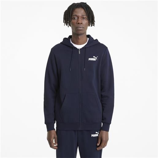 Puma essential small logo full zip hoodie blu