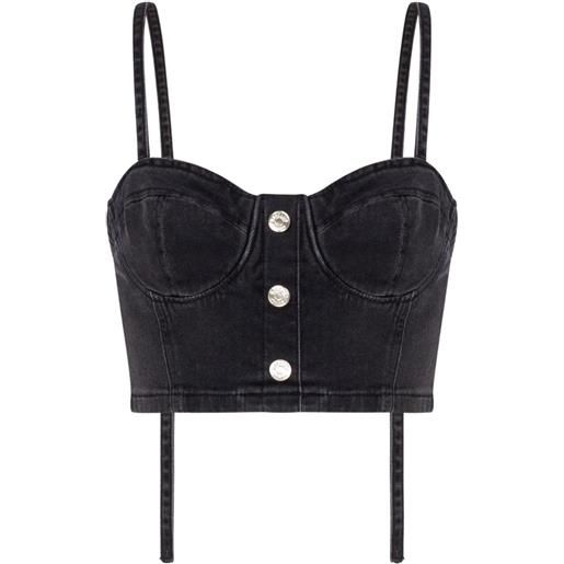 MOSCHINO JEANS top corto denim - grigio