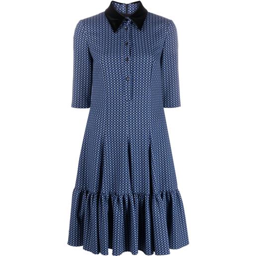 Talbot Runhof abito corto con motivo jacquard - blu