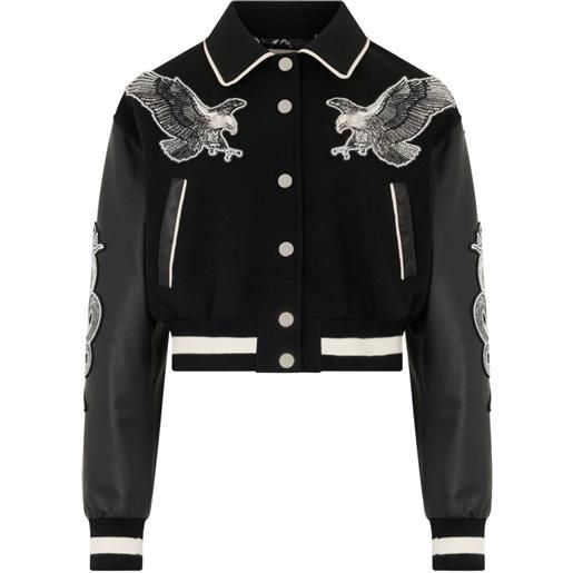 Philipp Plein giacca varsity con strass - nero