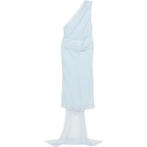 Nº21 abito midi monospalla con design drappeggiato - blu