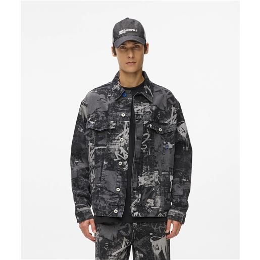 Karl Lagerfeld giubbotto Karl Lagerfeld jeans in denim stampato uomo