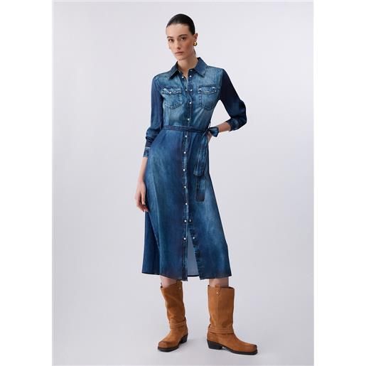 LIUJO liu jo abito lungo con stampa digitale, denim blu