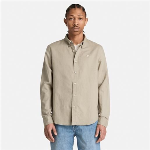 Timberland - camicia a maniche lunghe botton-down lovell lake da uomo in grigio, uomo, grigio, taglia: 3xl
