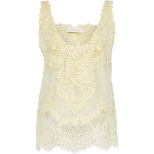 ZIMMERMANN canotta natura in pizzo a fiori - giallo