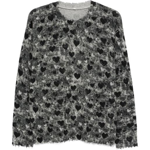 R13 maglione con dettaglio a cuore - grigio