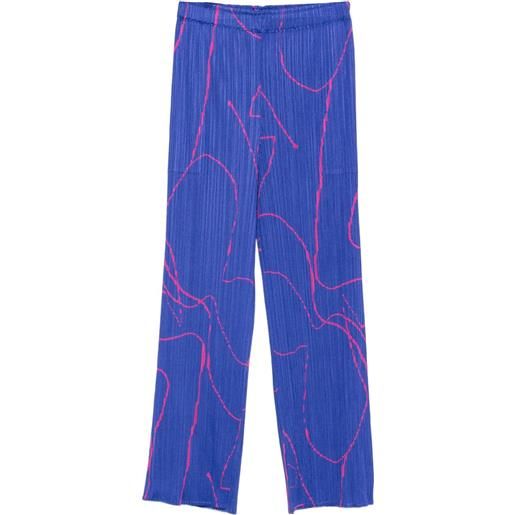 Pleats Please Issey Miyake pantaloni pause con pieghe - blu