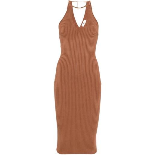 Elisabetta Franchi abito con scollo a v - marrone