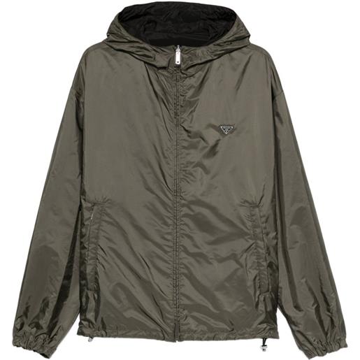 Prada giacca con cappuccio e logo - verde