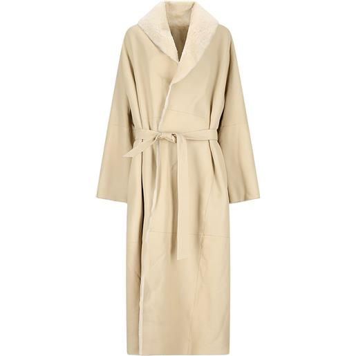 Magda Butrym cappotto in pelle con cintura - toni neutri