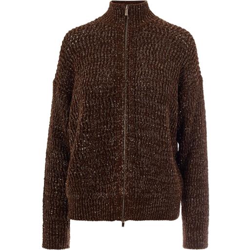 Max Mara cardigan in maglia con zip - marrone