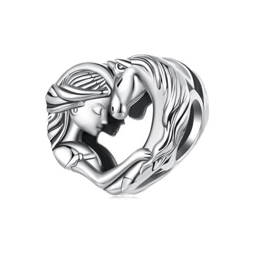 luvhaha le donne amano il ciondolo animale in argento sterling 925, perla a forma di cuore, compatibile con bracciale pandora charm, keine. Keine größe verfügbar, argento sterling, zirconia cubica sintetica