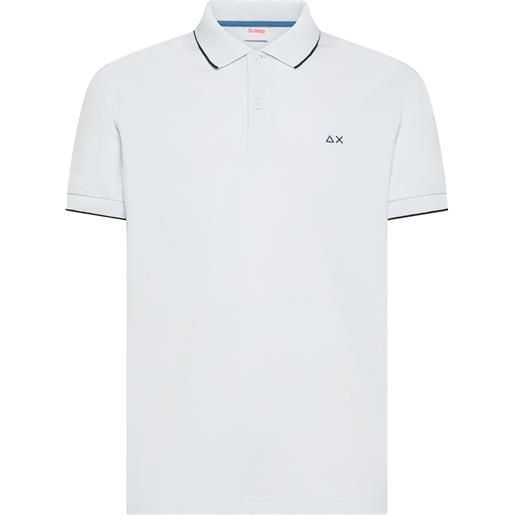 SUN68 polo con dettagli a contrasto in cotone bianco