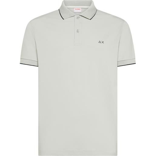 SUN68 polo con dettagli a contrasto in cotone grigio chiaro