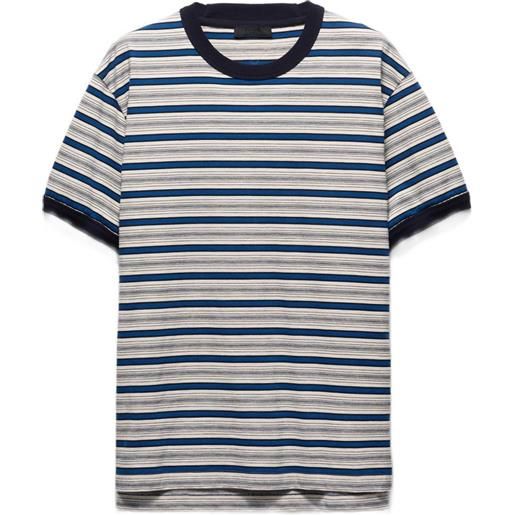 Prada t-shirt in cotone a righe - toni neutri