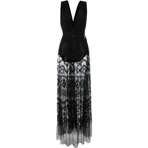 Elisabetta Franchi abito lungo con scollo a v - nero