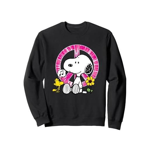 Peanuts - snoopy woodstock segno della pace felpa, unisex per adulti, grigio melange, l