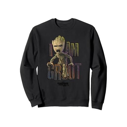 Marvel guardians vol. 2 i am groot cute angry felpa, unisex per adulti, navy, xl