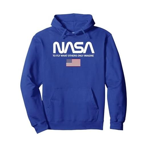 Nasa - fly what others only imagine felpa con cappuccio, unisex per adulti, rosa acceso, xl