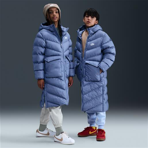 Nike parka puffer lungo dal fit ampio therma-fit Nike all day play - ragazzo/a - blu