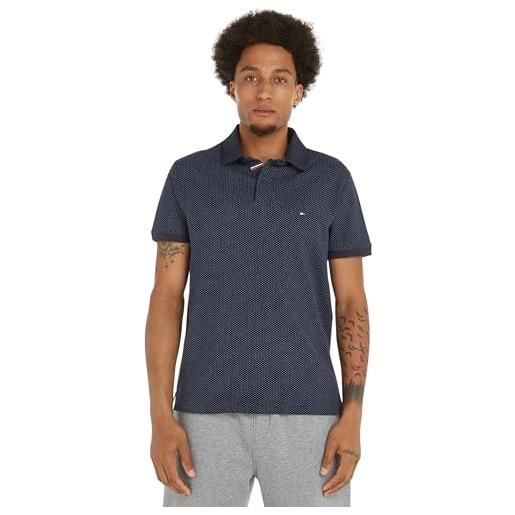 Tommy Hilfiger maglietta polo maniche corte uomo slim fit, blu (desert sky), s