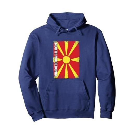 Regali dell'orgoglio della Macedonia bandiera della macedonia del nord macedonia del nord felpa con cappuccio, unisex per adulti, navy, m