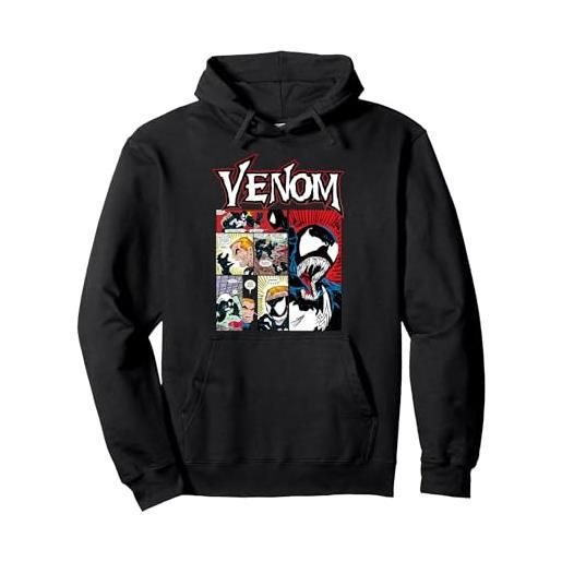 Marvel venom classic retro comic panel art intro felpa con cappuccio, unisex per adulti, viola, xl
