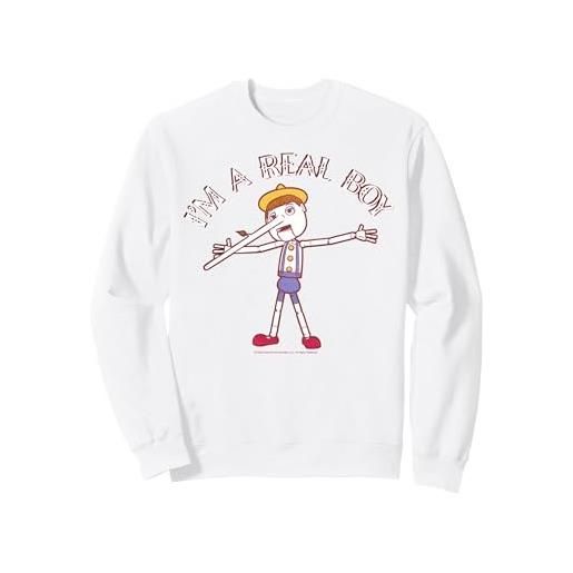 Shrek pinocchio sono un vero ragazzo felpa, unisex per adulti, bianco, xl