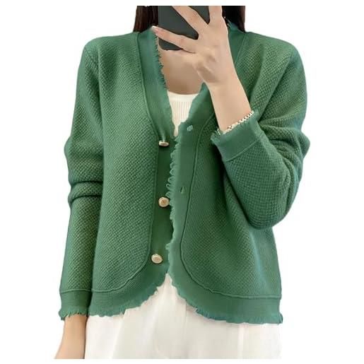 Dninmim maglione da donna in misto lana morbida con scollo a v lavorato a maglia cardigan corto flash coat top manica lunga maglieria, en8, xl