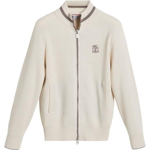 Brunello Cucinelli Kids cardigan a coste - bianco
