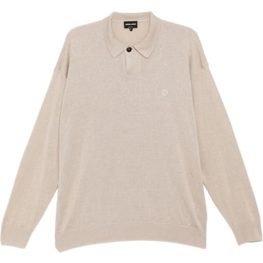 Giorgio Armani polo con logo ricamato - toni neutri