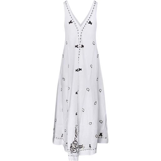 P.A.R.O.S.H. abito midi in lino con ricamo - bianco