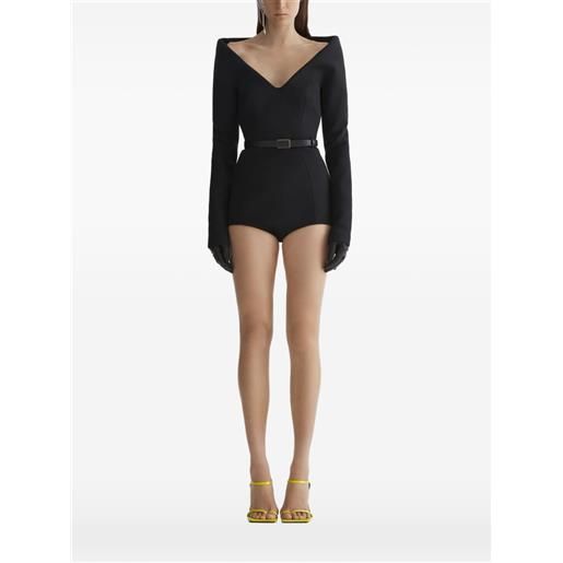 Mugler tuta corta con scollo a v - nero