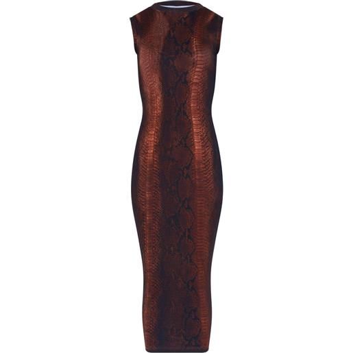Jean Paul Gaultier abito midi con stampa pitonata - marrone