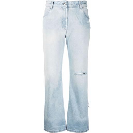 Off-White jeans dritti con effetto vissuto - blu
