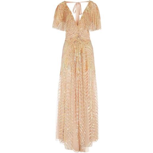 Temperley London abito lungo con nodo - toni neutri