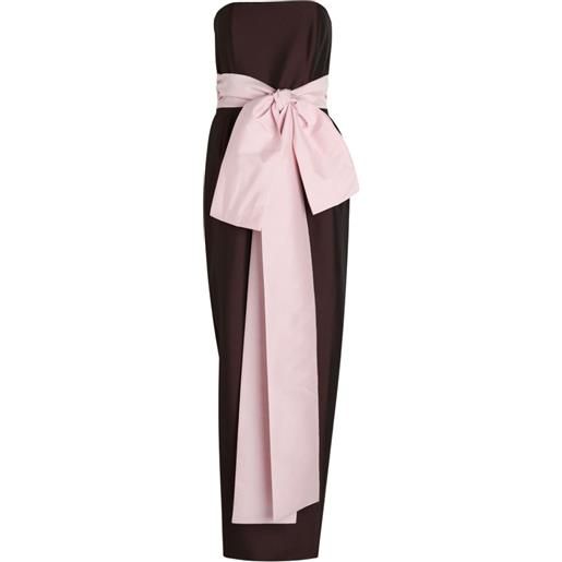 Bernadette abito lungo lina con fiocco - marrone