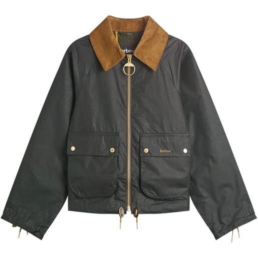 Barbour giacca marron waxed con zip - nero