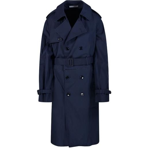E.L.V DENIM trench doppiopetto hackney con cintura - blu