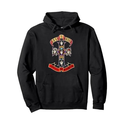Guns N' Roses logo croce felpa con cappuccio, unisex per adulti, grigio melange, m