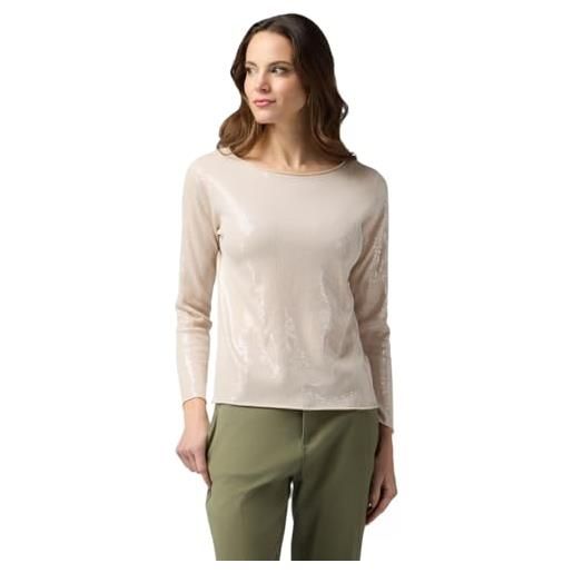 Oltre: t-shirt in cotone full paillettes beige. L stagione primavera estate 2025. 