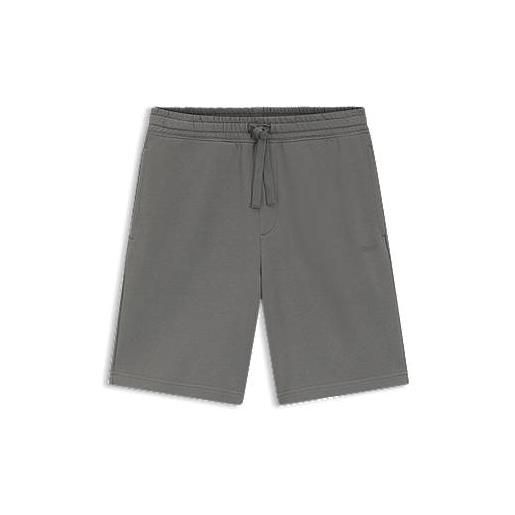 HUGO shorts in cotone terry con logo stampato, grigio scuro